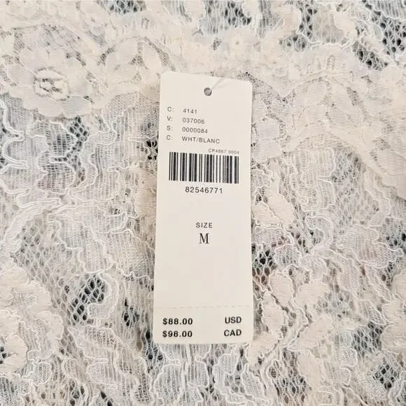 NWT Anthropologie Medium Sheer Lace Short Sleeve White Blouse Fairy Whimsical - Picture 5 of 11